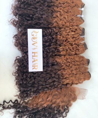 Weft Hair Extensions Pixie Curly Ombre Color Luxury Quality Vietnamese Hair Product
