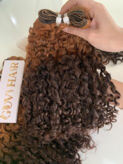 Weft Hair Extensions Pixie Curly Ombre Color Luxury Vietnam Hair Product