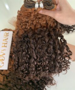 Weft Hair Extensions Pixie Curly Ombre Color Luxury Vietnamese Hair Product