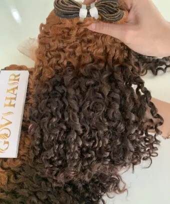 Weft Hair Extensions Pixie Curly Ombre Color Luxury Vietnamese Hair Product