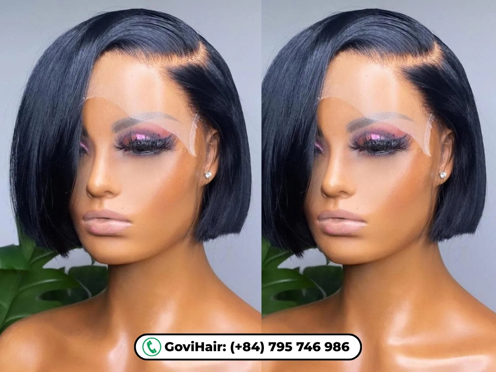 100% Transparent Lace Human Hair Bob Wig at Govihair