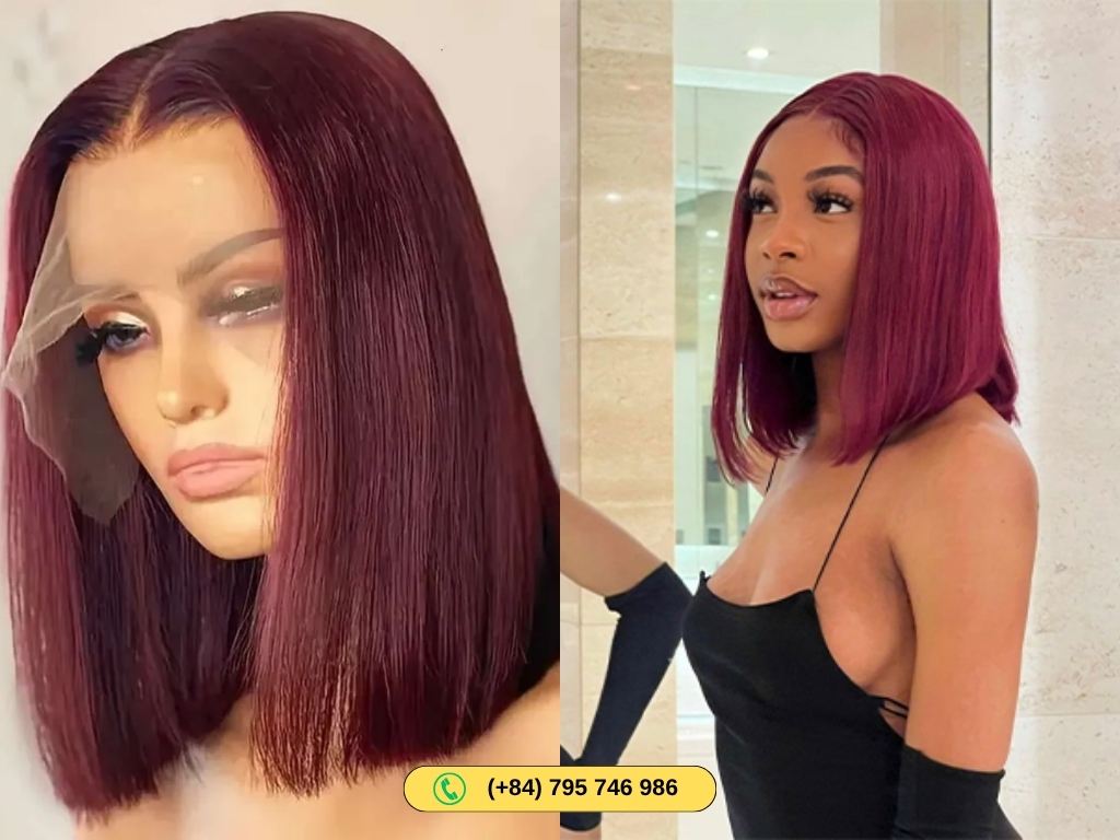13×4 HD Lace Frontal Human Hair Bob Wigs 99J Burgundy Color