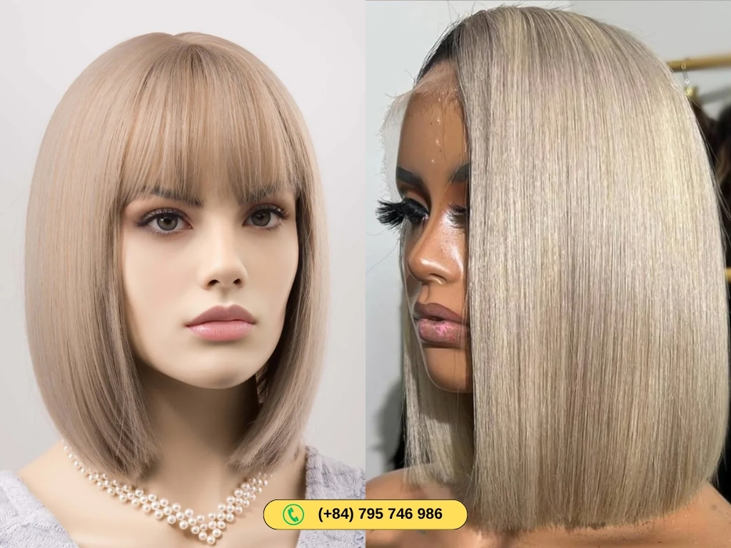 Maintaining 13×4 Lace Front Human Hair Bob Wigs Ash Blonde Color