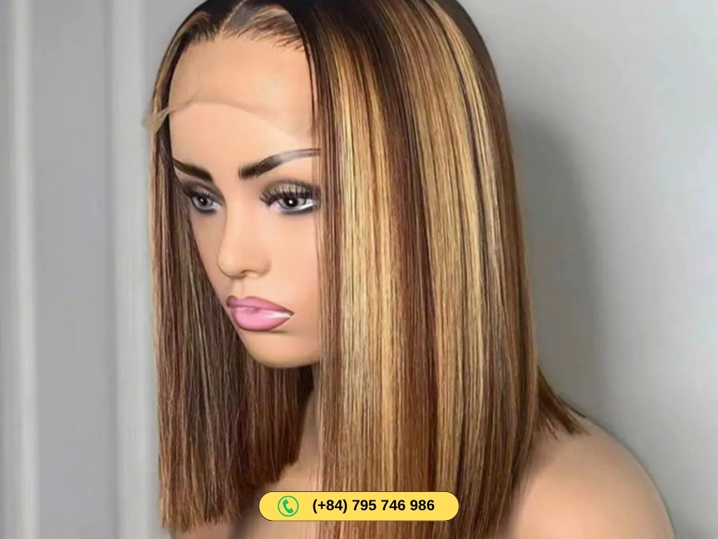 14 Inch Lace Frontal Human Hair Bob Wigs Highlights from Govihair