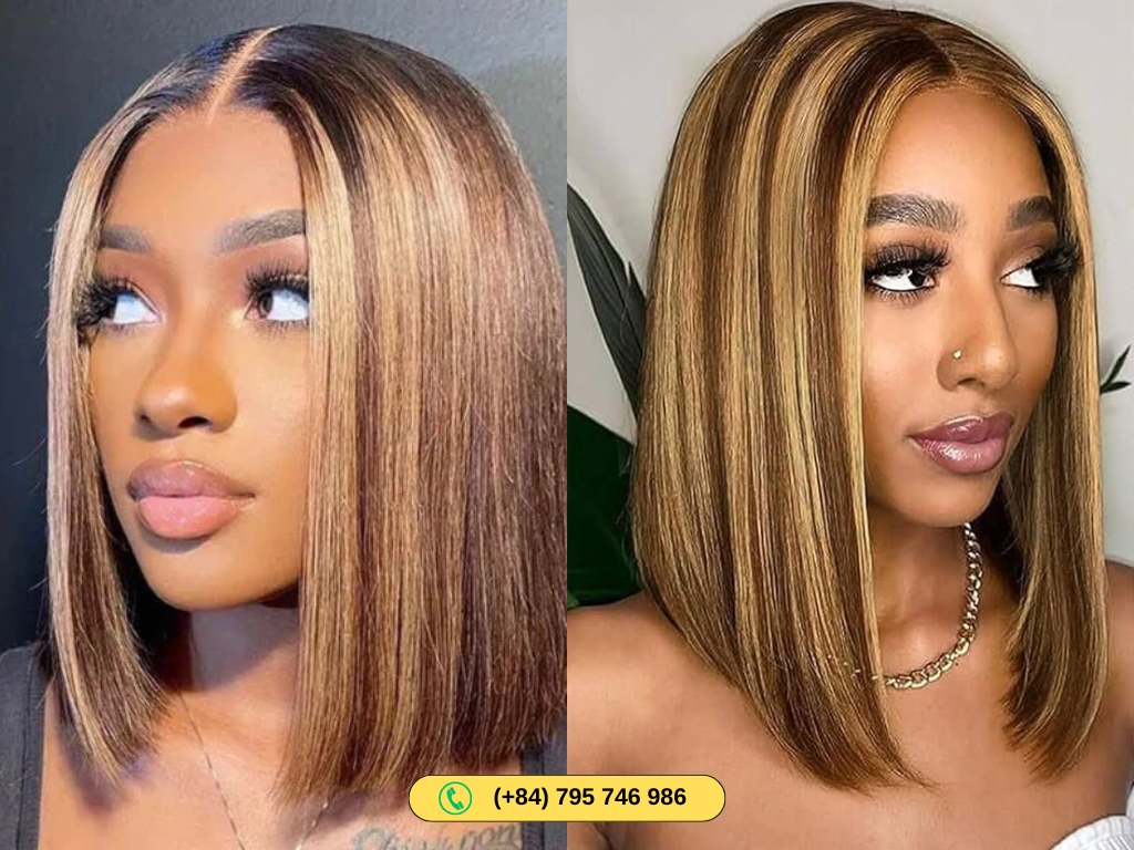 5×5 lace closure human hair bob wigs blonde color are suitable for Black women