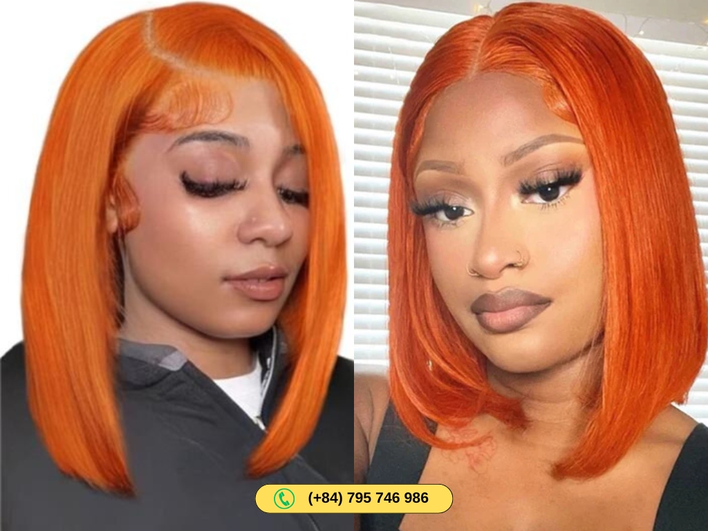 Human hair bob wigs ginger color