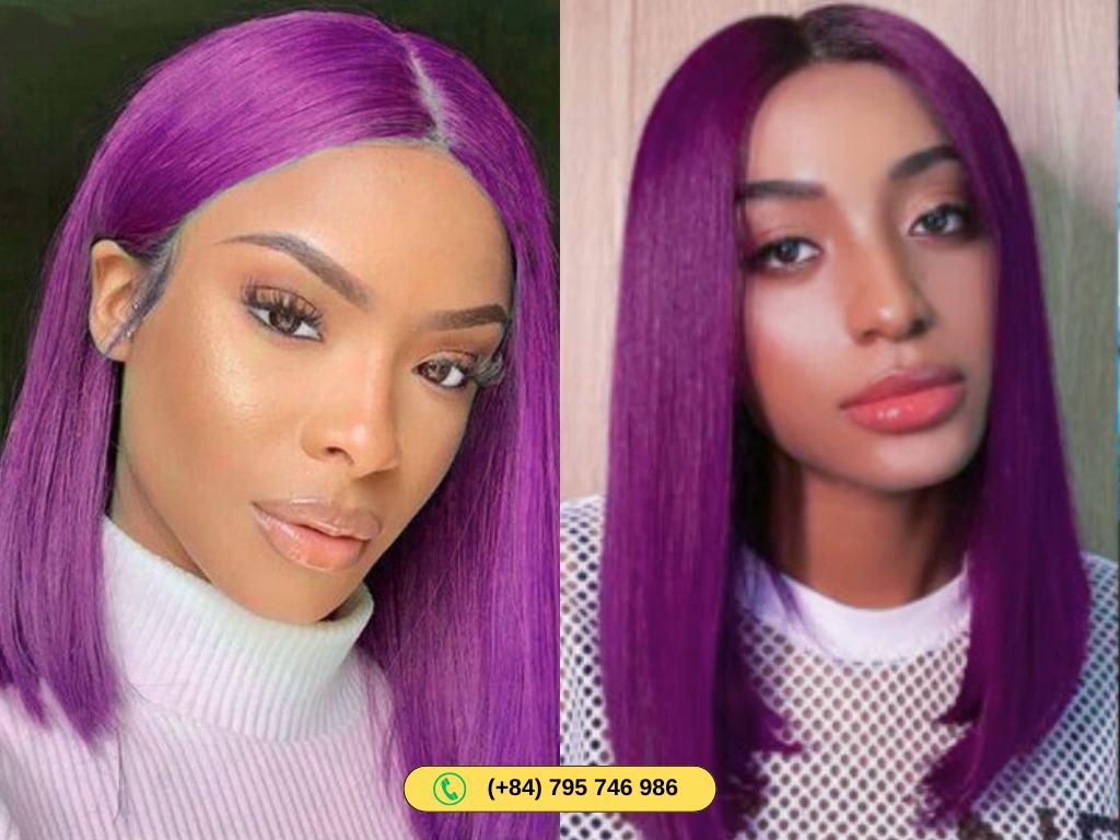 Style your 100% Human Hair bob wigs ombre purple as you like