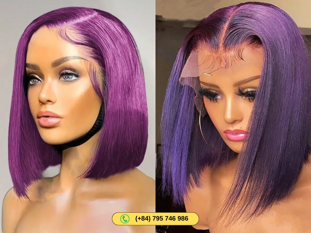 Human Hair Bob Wigs Ombre Purple from Govihair