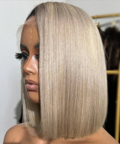 Lace Front 13x4 Ash Blonde Bob Wigs Bone Straight 180% Density