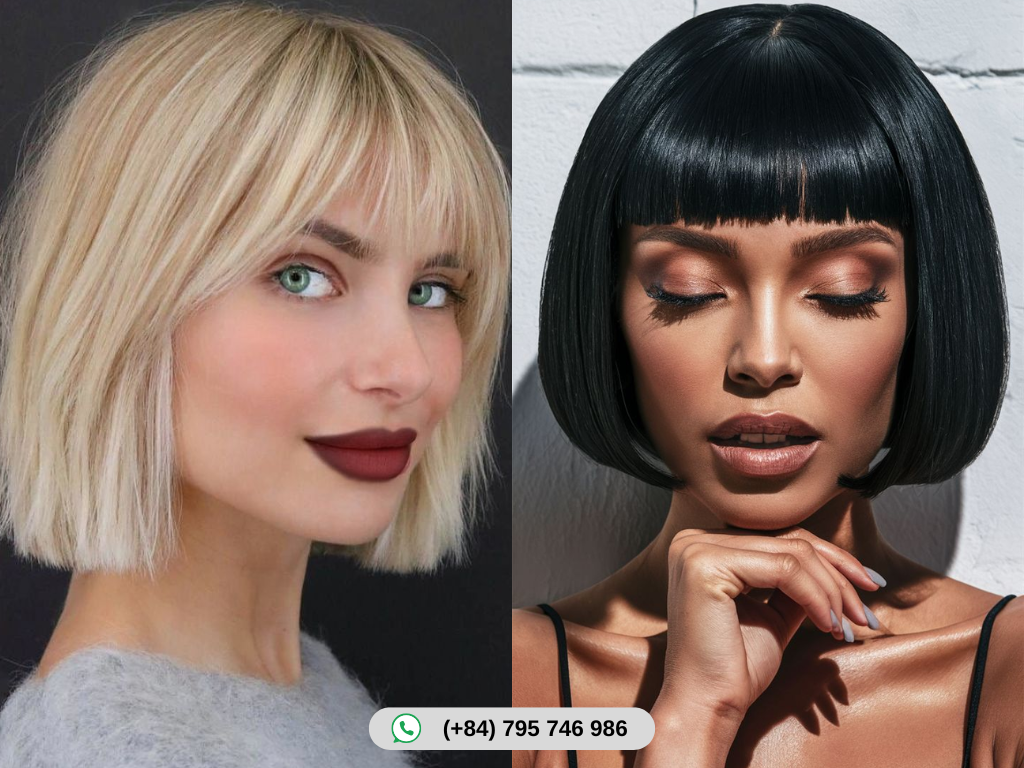 Top 30+ Best Bangs for Round Faces You Must Try In 2025 11 Blunt Bob with Straight Bangs