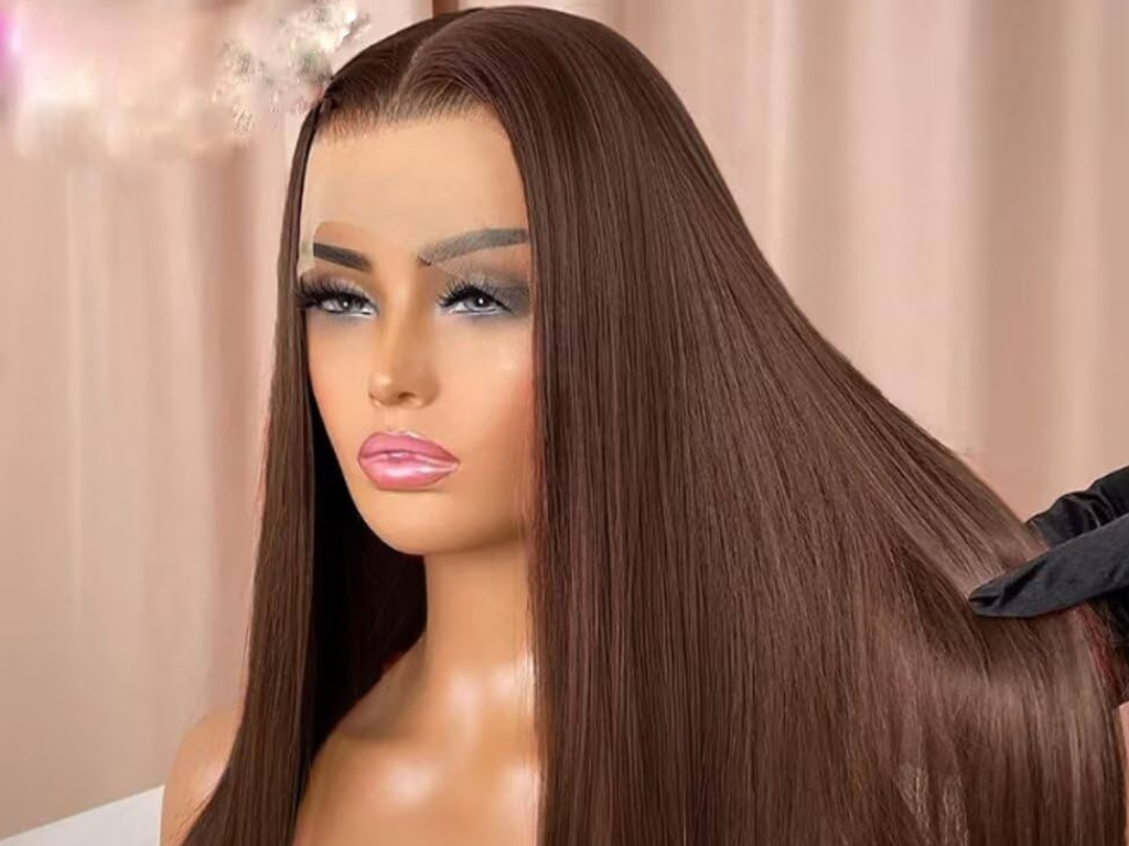 Long Brown Bone Straight Wig