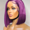 Women's Colored Bob Hair Wig with Bangs Human Hair Wig