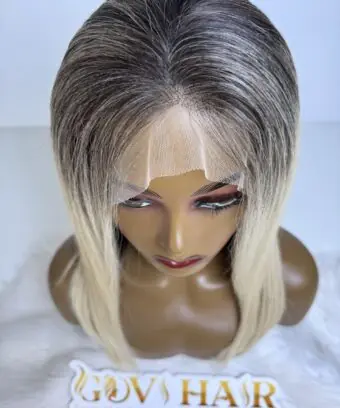 human hair bob wig bone straight 13x4 hd lace Ombre 2c/613c