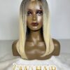 human hair bob wig bone straight 13x4 hd lace Ombre 2c/613c