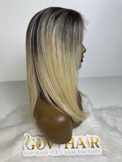 human hair bob wig bone straight 13x4 hd lace Ombre 2c/613c