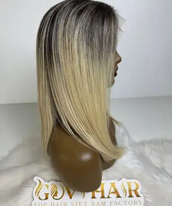 human hair bob wig bone straight 13x4 hd lace Ombre 2c/613c