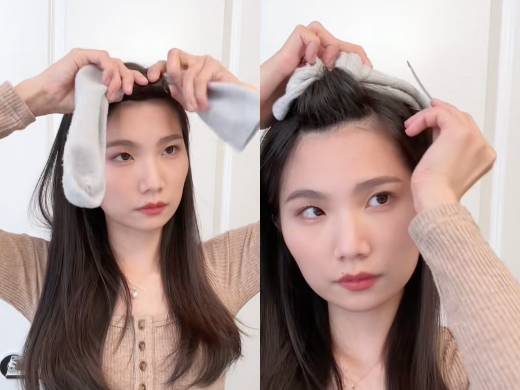 You can shape your bangs by using a silk