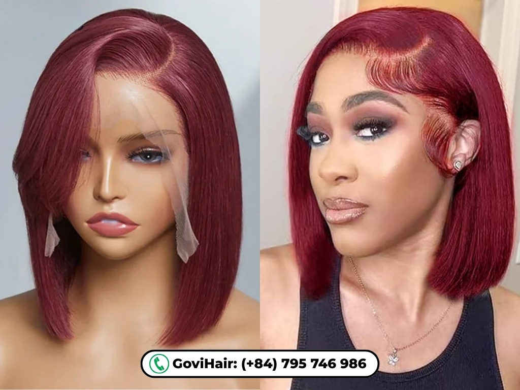 Lace Frontal Human Hair Bob Wigs Red Color 6 Lace frontal human hair bob wigs red color