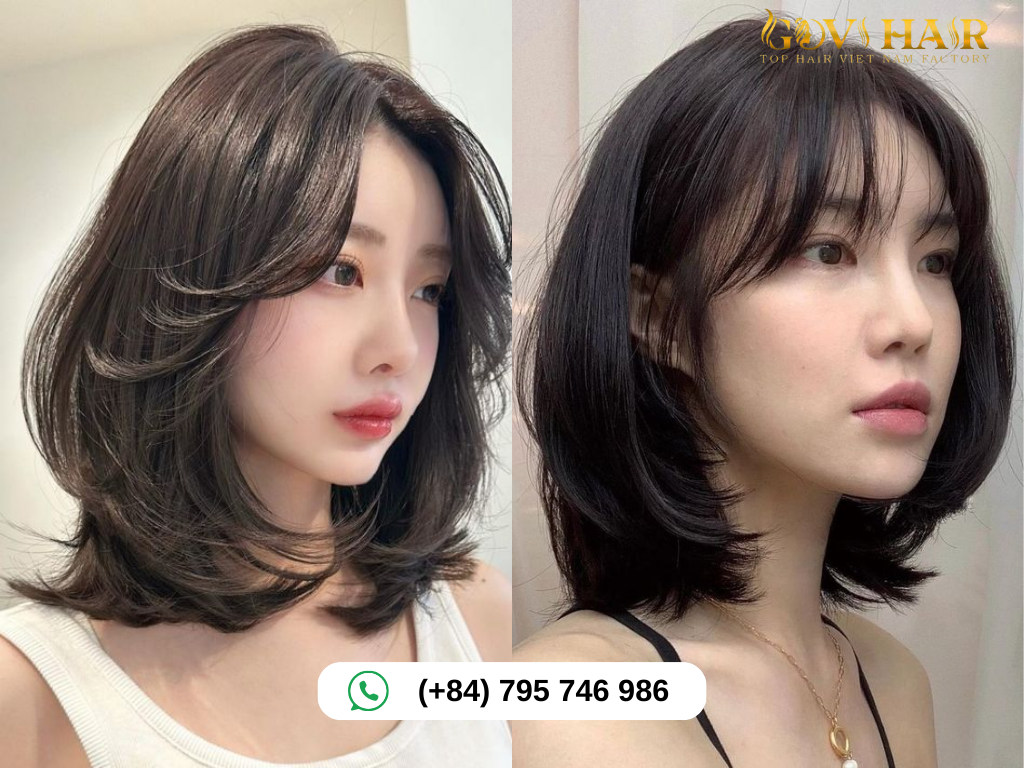 Layered Lob with Bangs