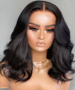 Wavy Human Hair Bob Wigs Natural Color