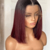 100% Human Hair Bob Wigs Ombre Red Color 6 Human Hair Bob Wigs Ombre Red