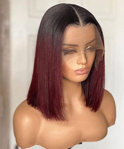 Human Hair Bob Wigs Ombre Red