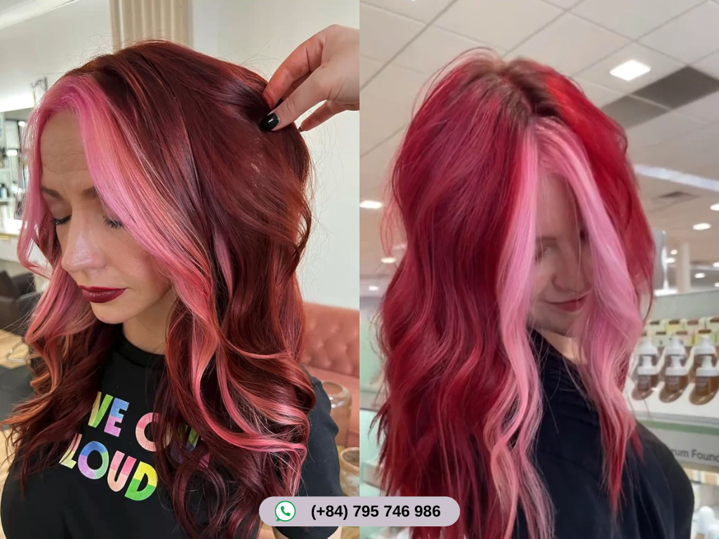 Top 30 Best Red Pink Hair Color Styles That Turn Heads 4 Magenta-Pink Highlights on Red Hair