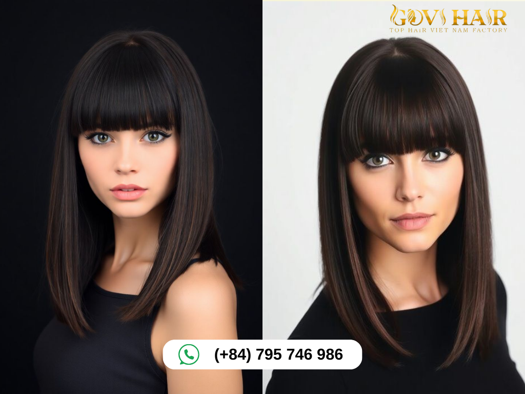 Thick Blunt Fringe for Square Faces