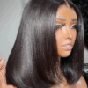 14 Inch Blunt Cut Black Bob Wig Human Hair Wigs 4x4
