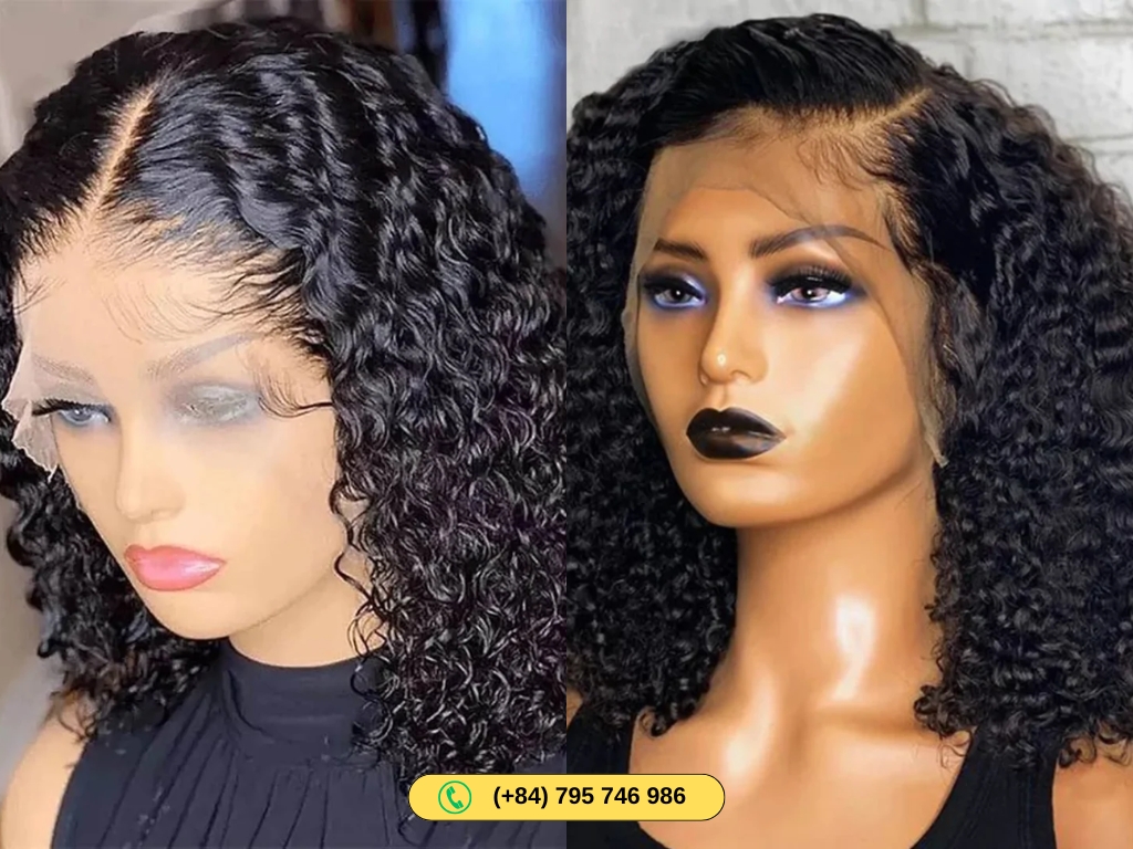 Women short curly bob wigs 13x4 lace front 