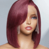 Burgundy Bone Straight Transparent Lace Front Bob Wig For Black Women