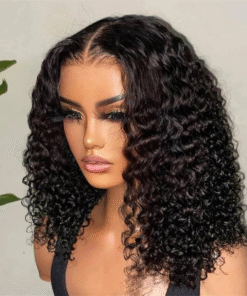 Deep Water Wave Curly Lace Front Human Hair Bob Wigs 180 Density