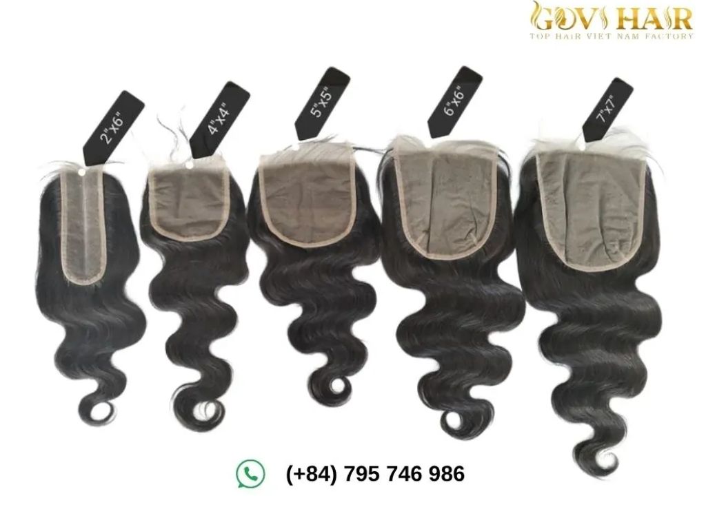 Different sizes of closures for wigs include 4x4, 5x5, 6x6