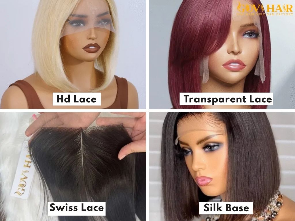 Different types of closures for wigs based on lace material