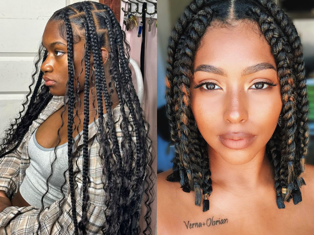 Jumbo braids are thick, chunky braids