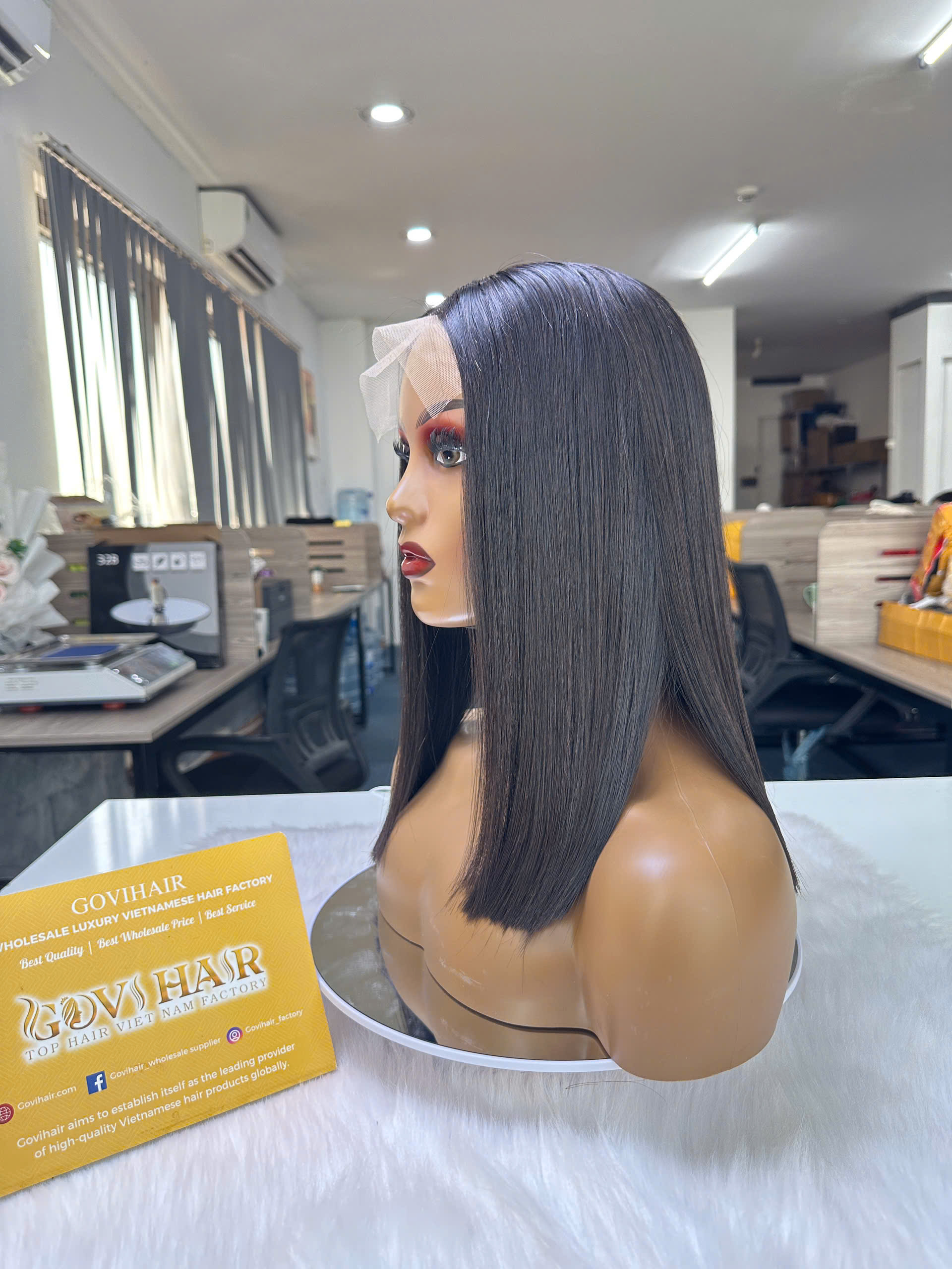 Straight Human Hair Bob Wig 5x5 Lace Closure 16 Inch 250% Density Natural Black 4 human hair bob wig bone straight 5x5 hd lace natural black color