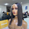 Straight Human Hair Bob Wig 5x5 Lace Closure 16 Inch 250% Density Natural Black 7 human hair bob wig bone straight 5x5 hd lace natural black color