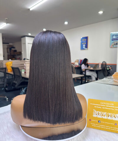 human hair bob wig bone straight 5x5 hd lace natural black color