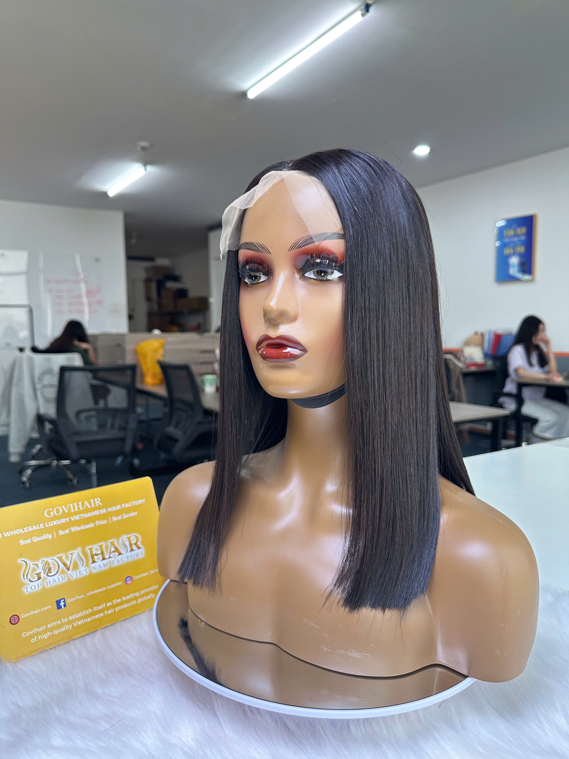 Straight Human Hair Bob Wig 5x5 Lace Closure 16 Inch 250% Density Natural Black 1 human hair bob wig bone straight 5x5 hd lace natural black color