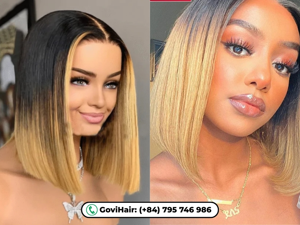 A Human Hair Bob Wig Honey Blonde Color is a chic and modern hairstyle