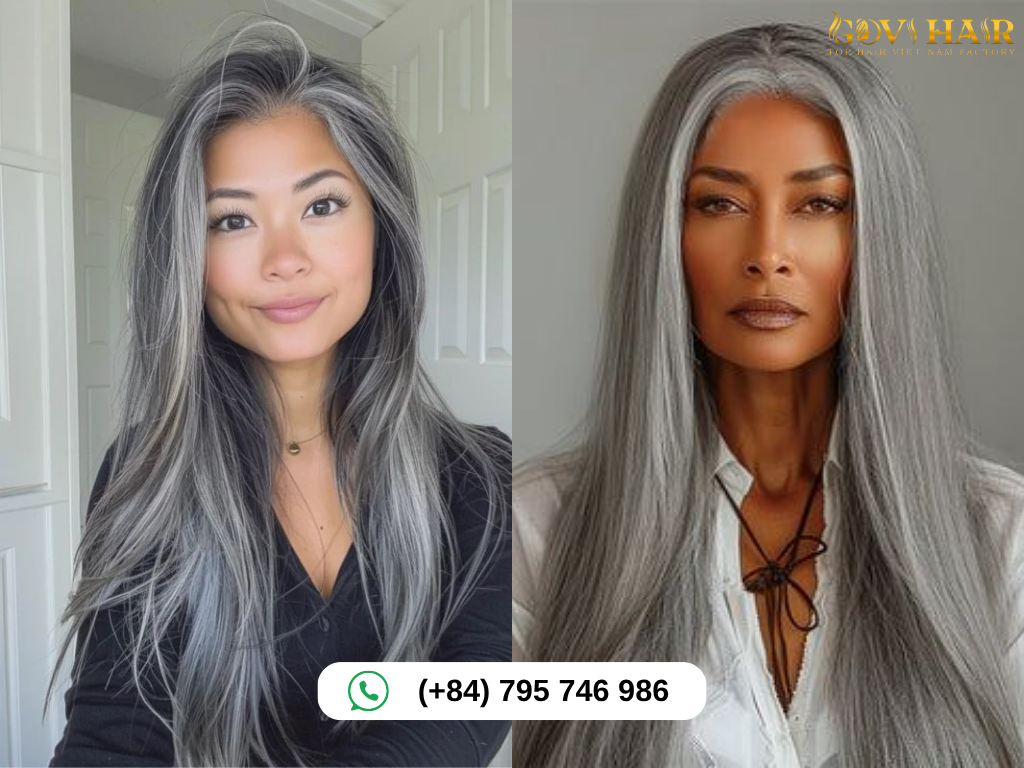 Long Salt and Pepper Hair