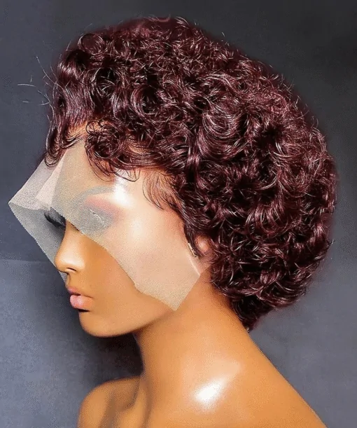 Pixie Cut Short Bob Wigs Cheap 99J Burgundy Water Wave