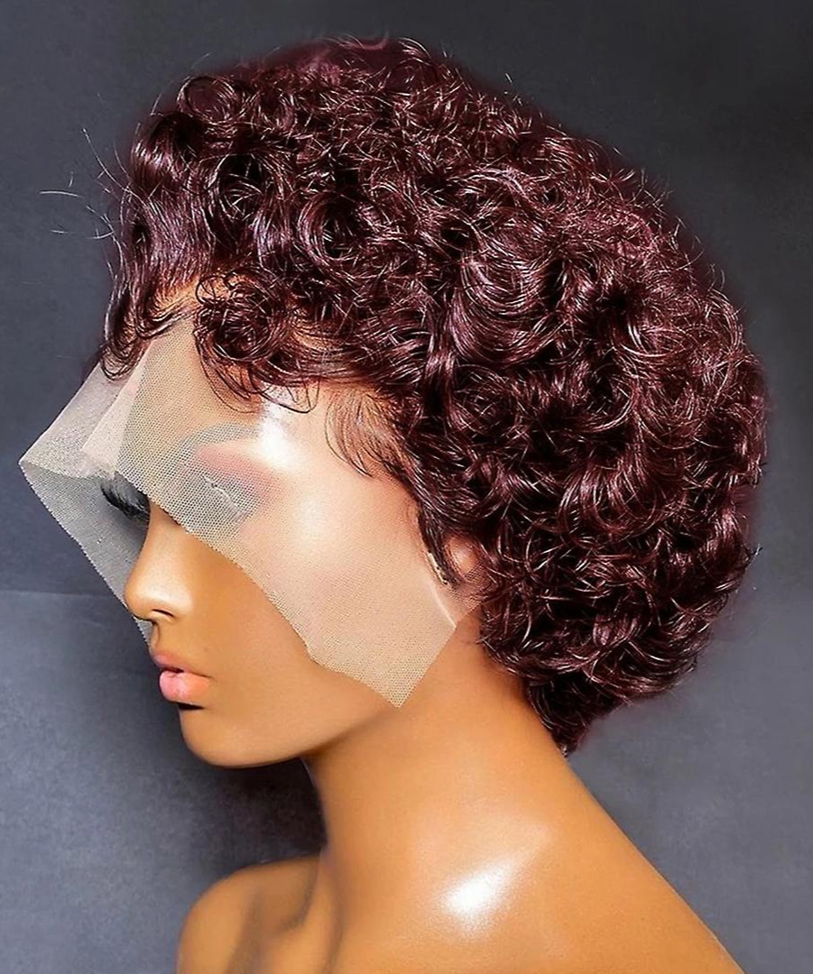 Pixie Cut Human Hair Bob Wigs 99J Burgundy Color 2 Pixie Cut Short Bob Wigs Cheap 99J Burgundy Water Wave