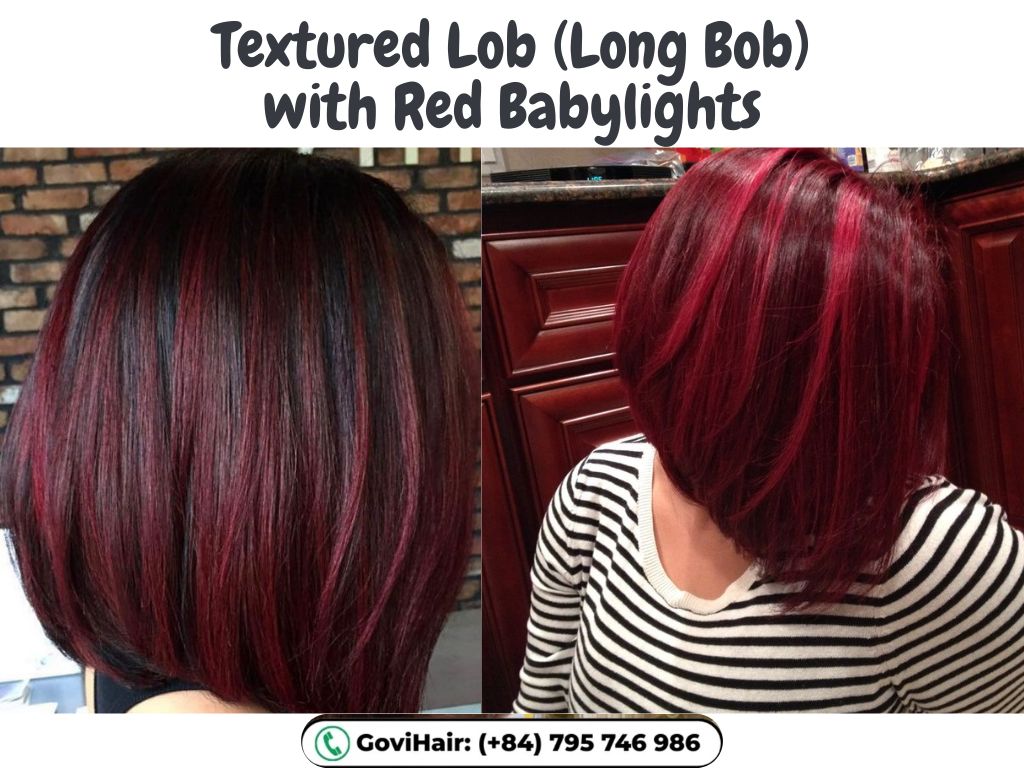 Textured Lob (Long Bob) with Red Babylights