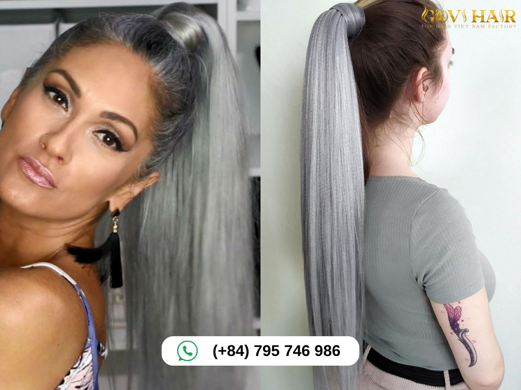 Salt and Pepper Sleek High Ponytail
