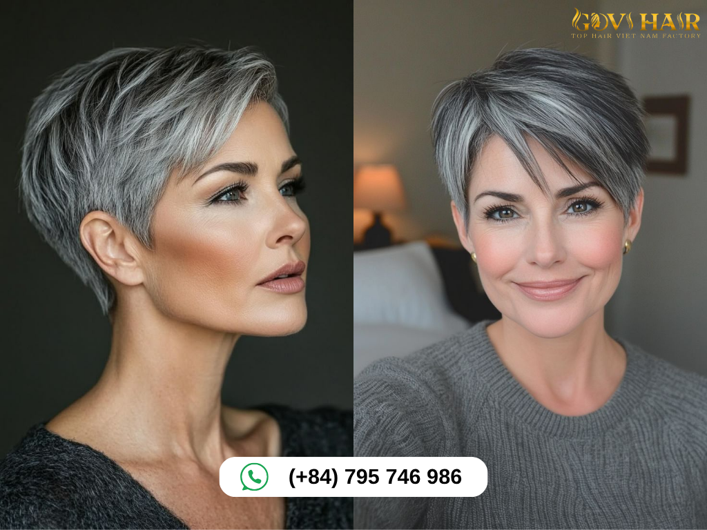 Salt and Pepper Pixie Cut