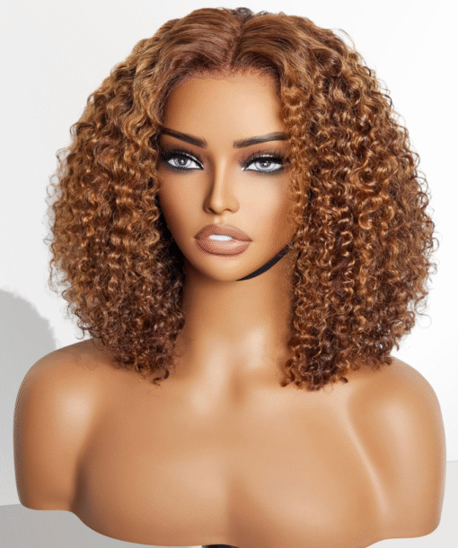 Short Curly Bob Wig 13X4 Lace Front Human Hair Wigs Brown