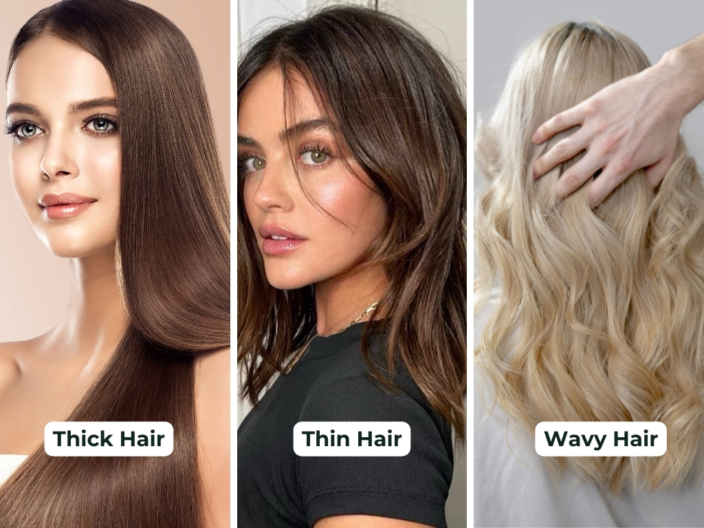 Thick, thin, and wavy hair types