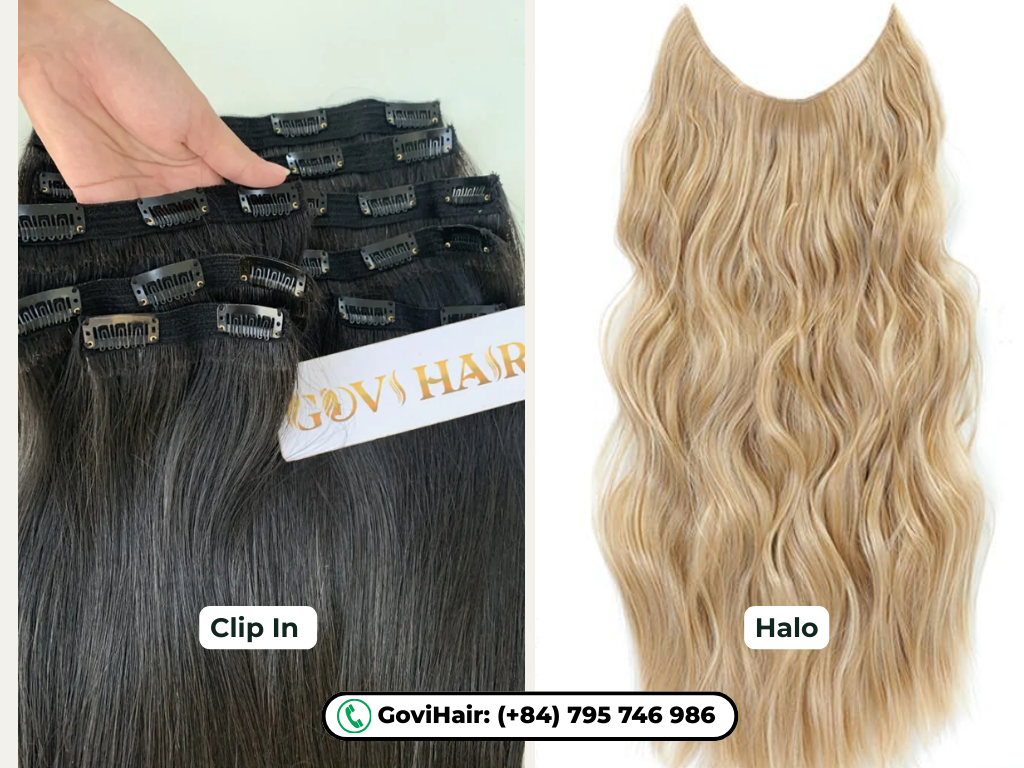 Black Clip In vs Blonde Halo Extensions