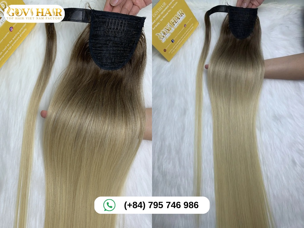How to Put Hair Extensions in Ponytail: Step-by-Step 1 Long, bone-straight ponytail hair extensions measuring 32 inches